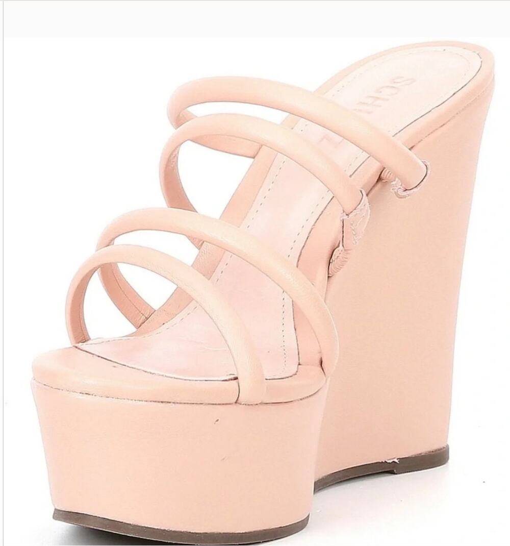 Schutz Cari Platform Wedges In Blush Beige